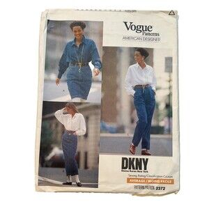 Rare 80s DKNY Skirt & Pant/Jeans Sewing Pattern Size 6-8-10 UC Vtg Vogue 2372